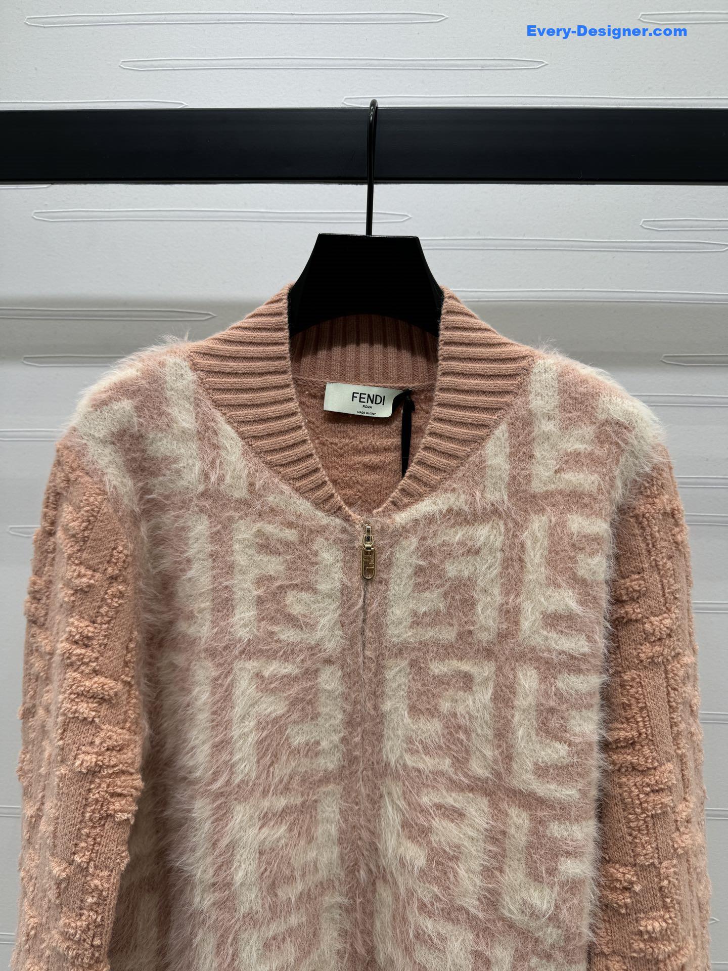 F**di ff zip-up bomber jacket pink