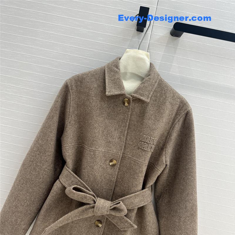 M1um1u wool collar jacket