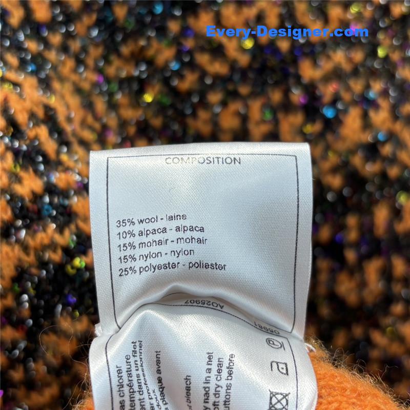 Ch**el blend shiny cardigan orange/black