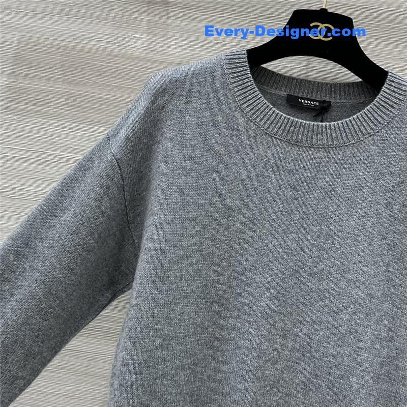 Versace Blend Knit Boxy Sweater Grey