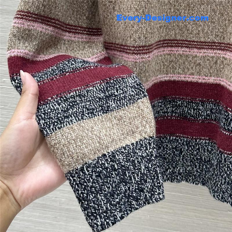 Ch**el striped turtleneck wool sweater pink