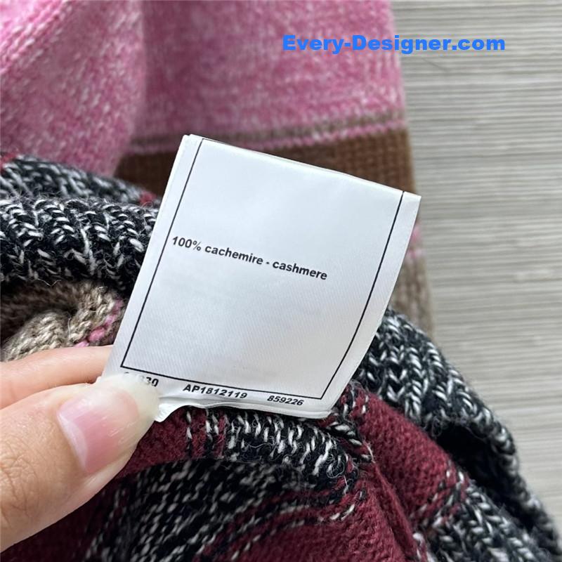 Ch**el striped turtleneck wool sweater pink