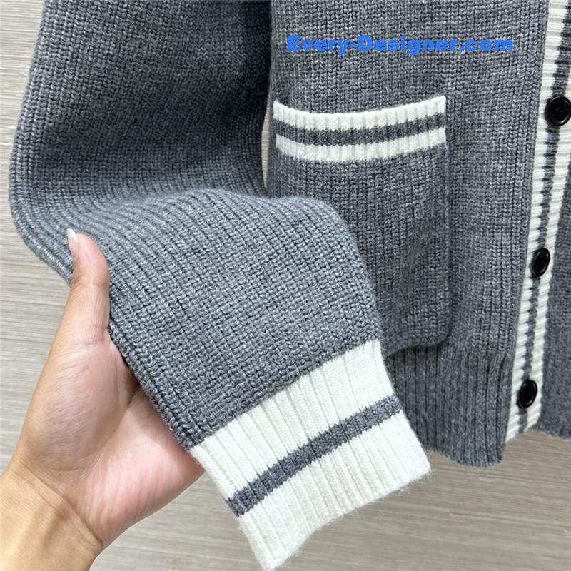 Miu Miu Logo V-Neck Knit Cardigan Grey