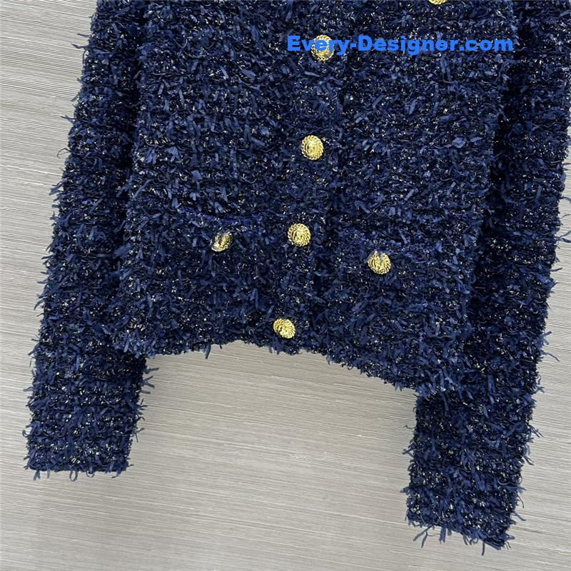 Balmain floral shoulder pad coat