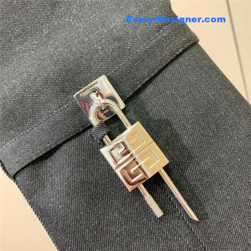 Givenchy Black Shark Lock Stiletto Over-the-Knee Denim Boots