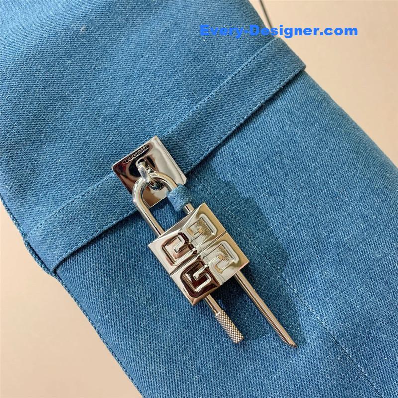 Givenchy Blue Shark Lock Stiletto Over-the-Knee Boots