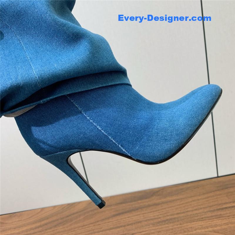 Givenchy Blue Shark Lock Stiletto Over-the-Knee Boots