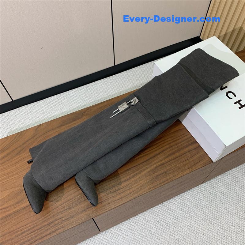 Givenchy Shark Lock Stiletto Over-the-Knee Boots in Denim