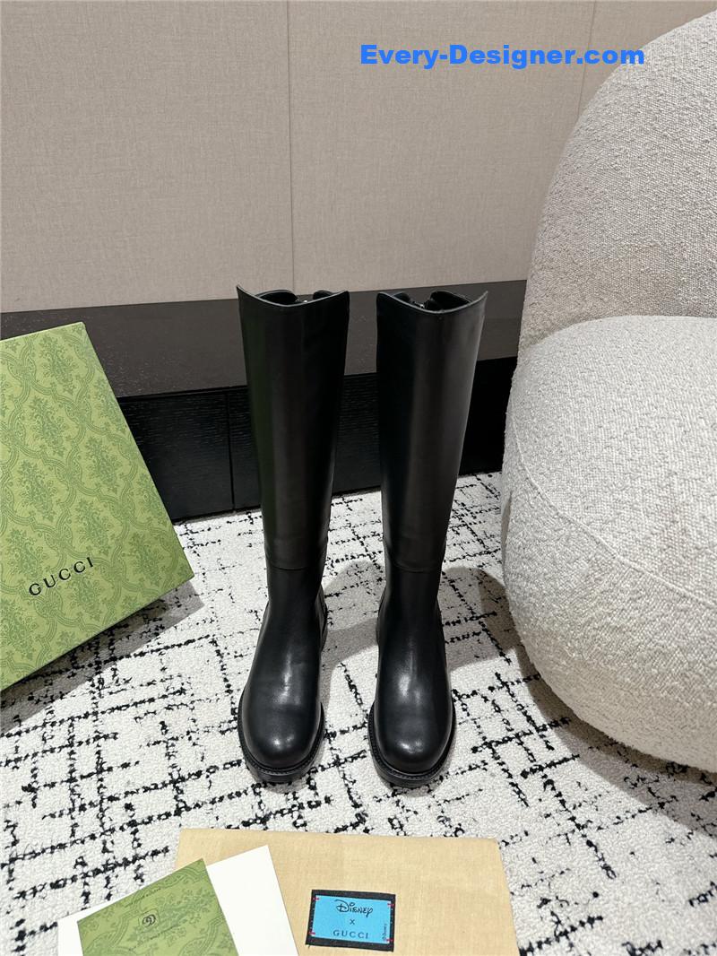 Gvc*1 horsebit gg debossed leather knee-high boots