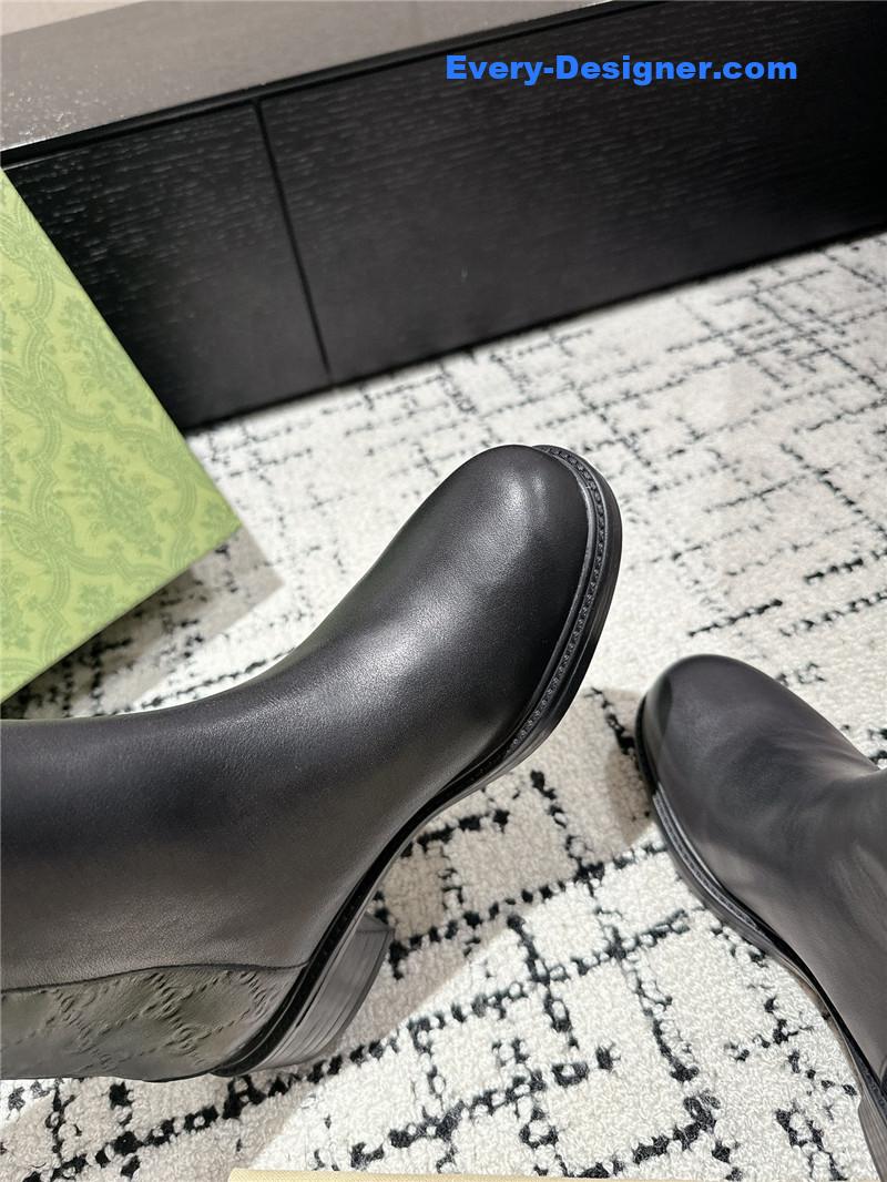 Gvc*1 horsebit gg debossed leather knee-high boots