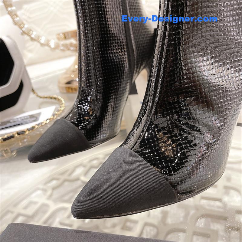 Ch**el black pointed heel ankle boots