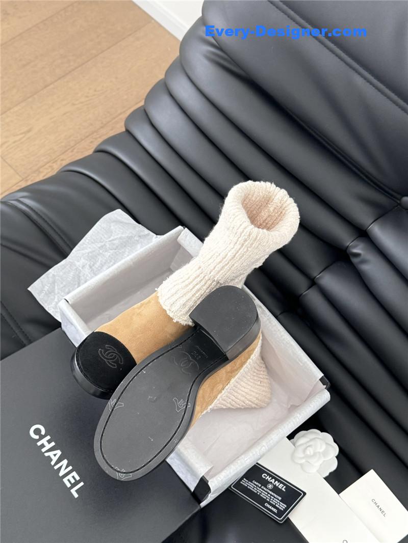 Ch**el suede leather sock ankle boots in brown