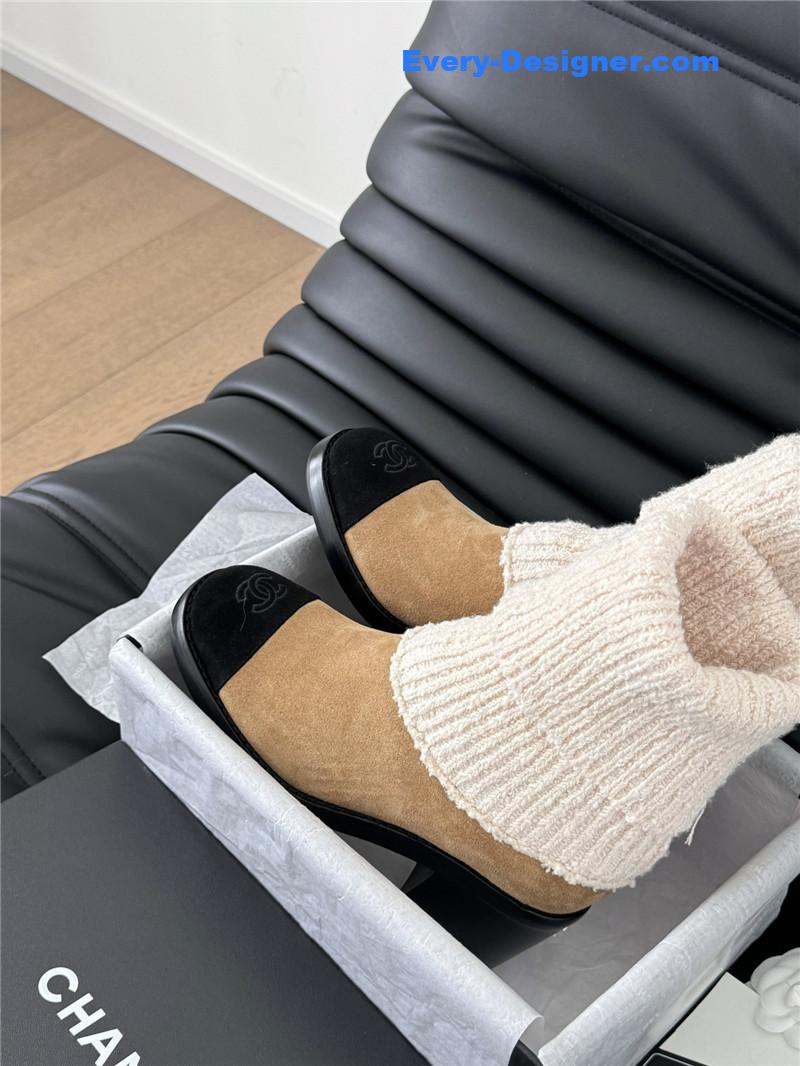 Ch**el suede leather sock ankle boots in brown