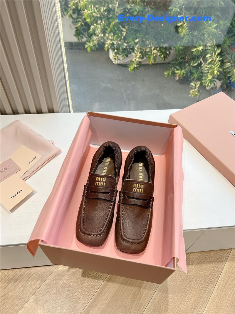 Miu Miu Briawood Nappa Leather Loafers