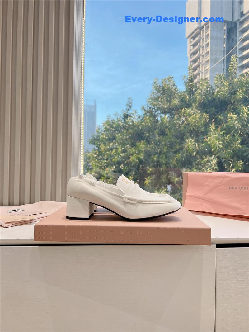 Miu Miu White Nappa Leather Loafers