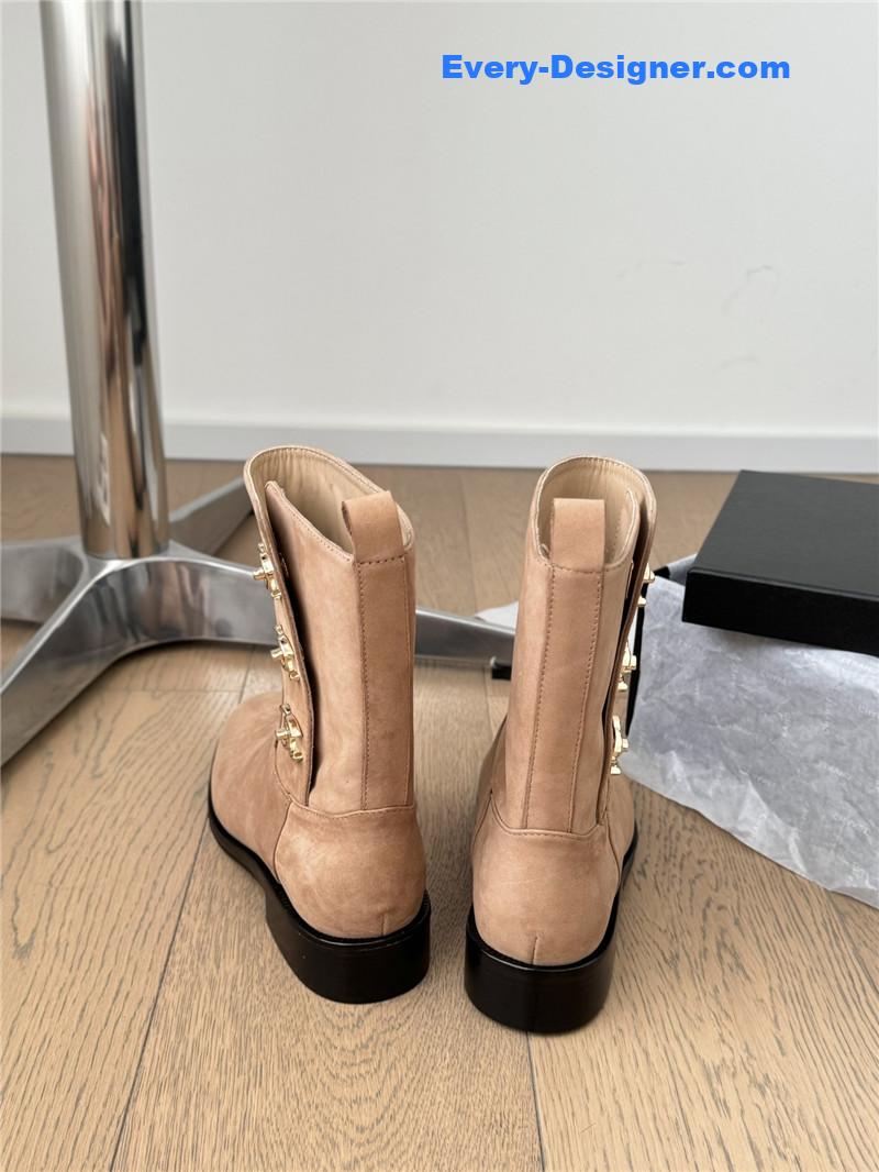 Ch**el logo brown suede ankle boots