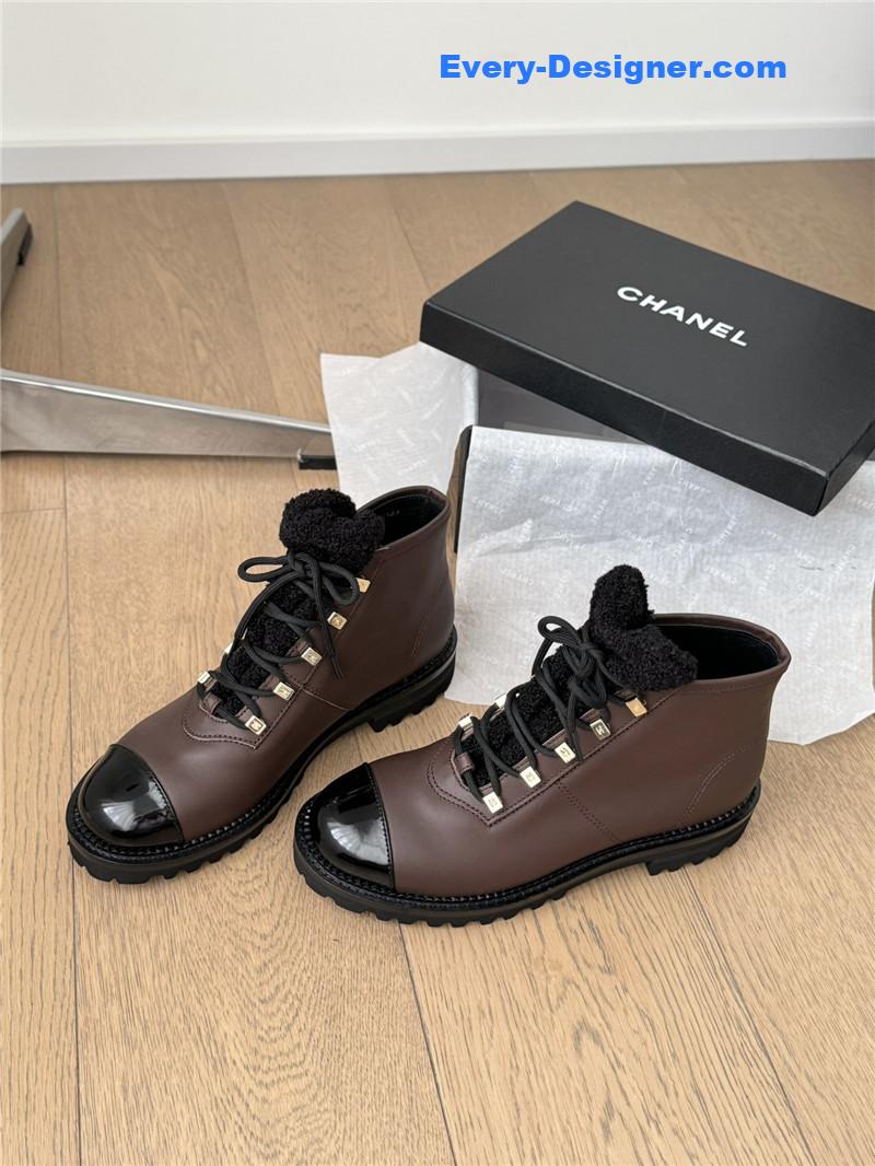 Ch**el brown leather biker boots