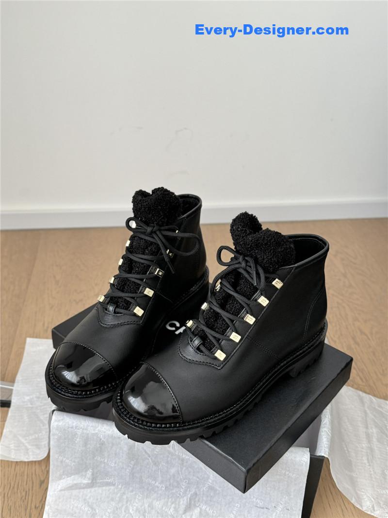 Ch**el black leather biker boots