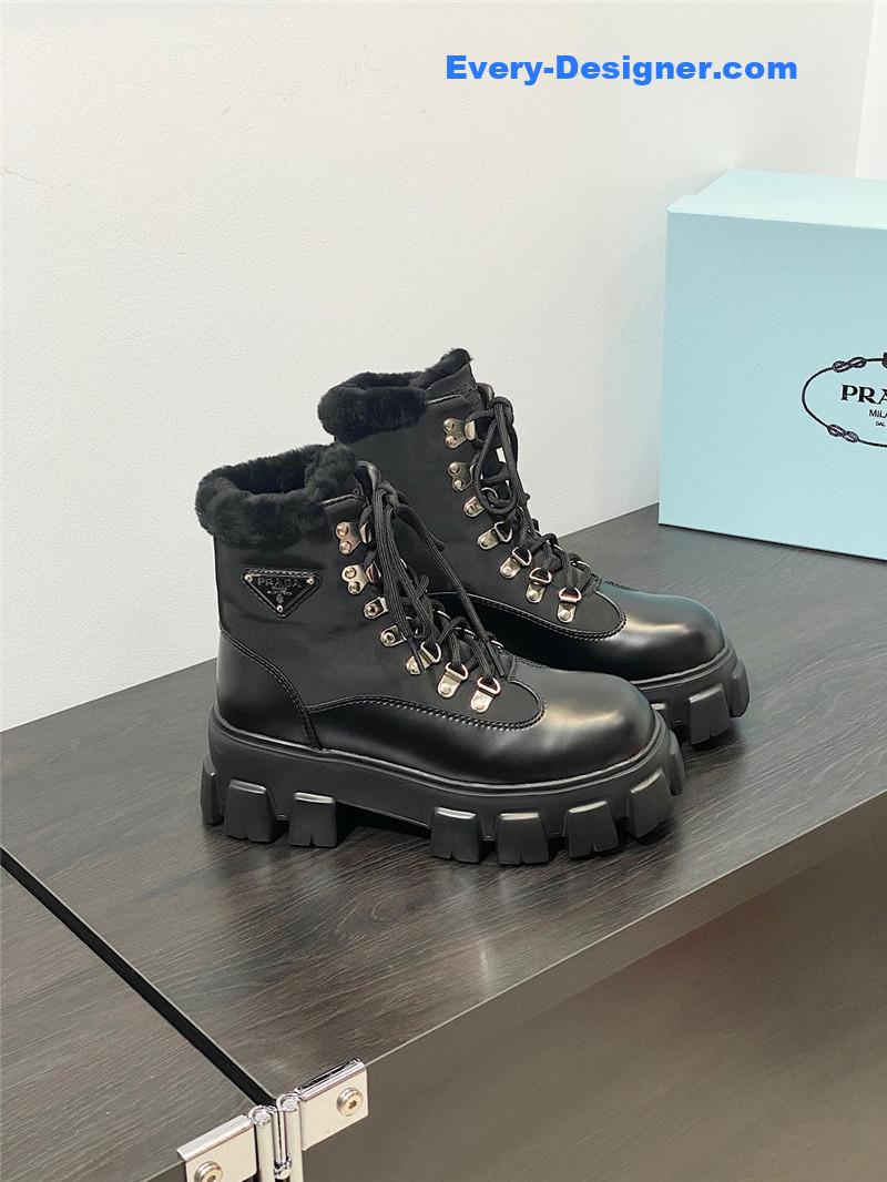 Pra*a monolith nylon shearling hiker boots