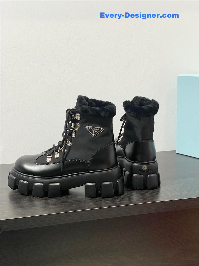 Pra*a monolith nylon shearling hiker boots