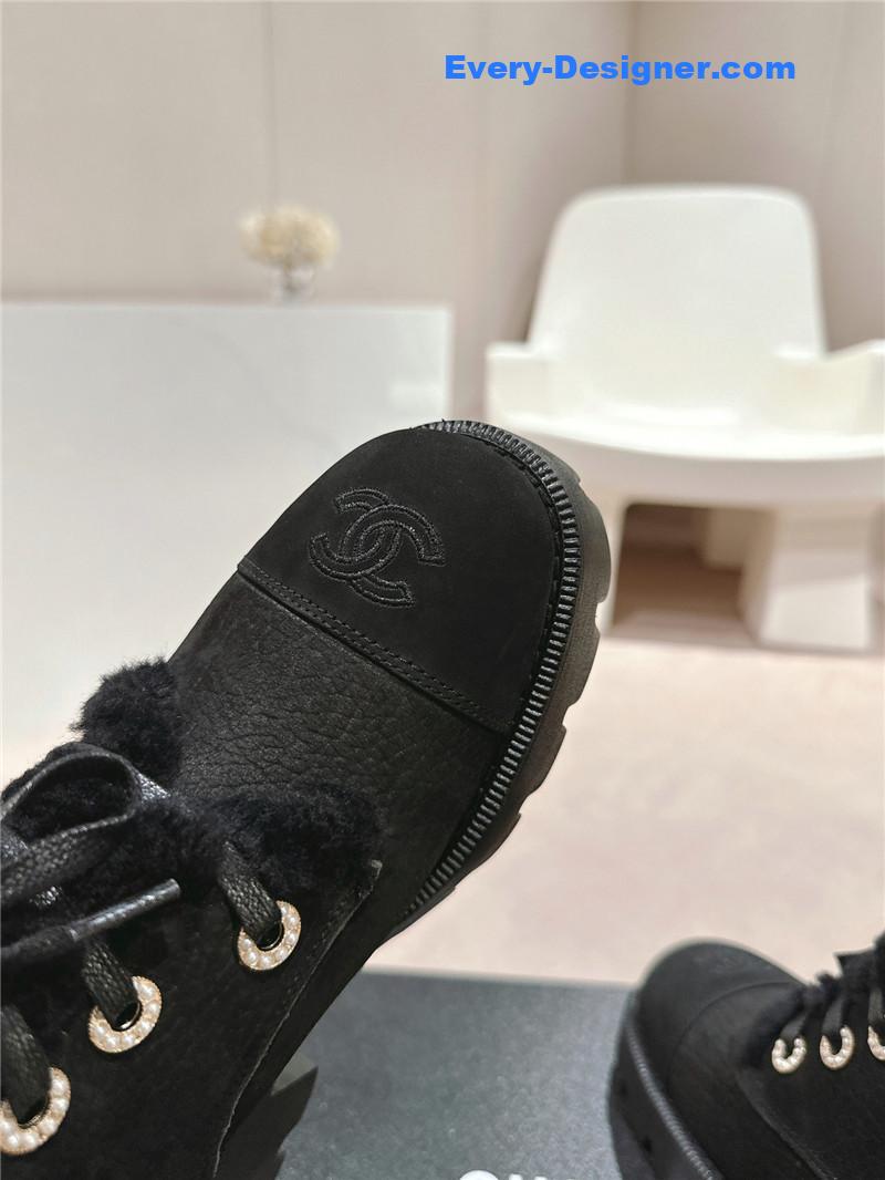 Ch**el suede lace-up ankle boots