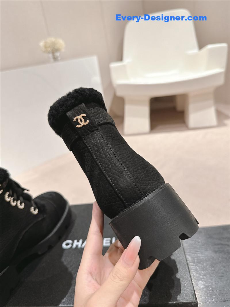 Ch**el suede lace-up ankle boots