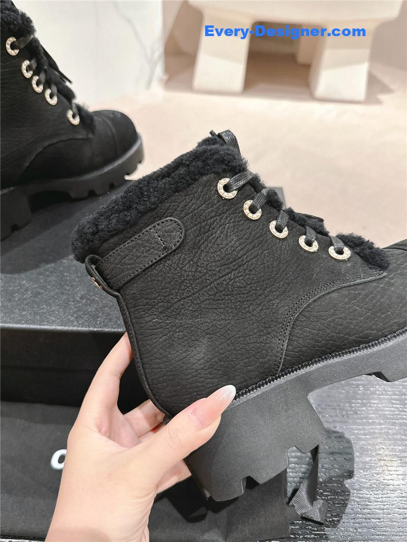 Ch**el suede lace-up ankle boots
