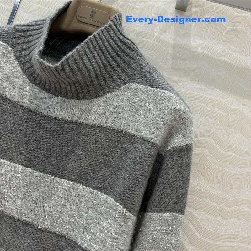 BC Striped Turtleneck Blend Knit Sweater