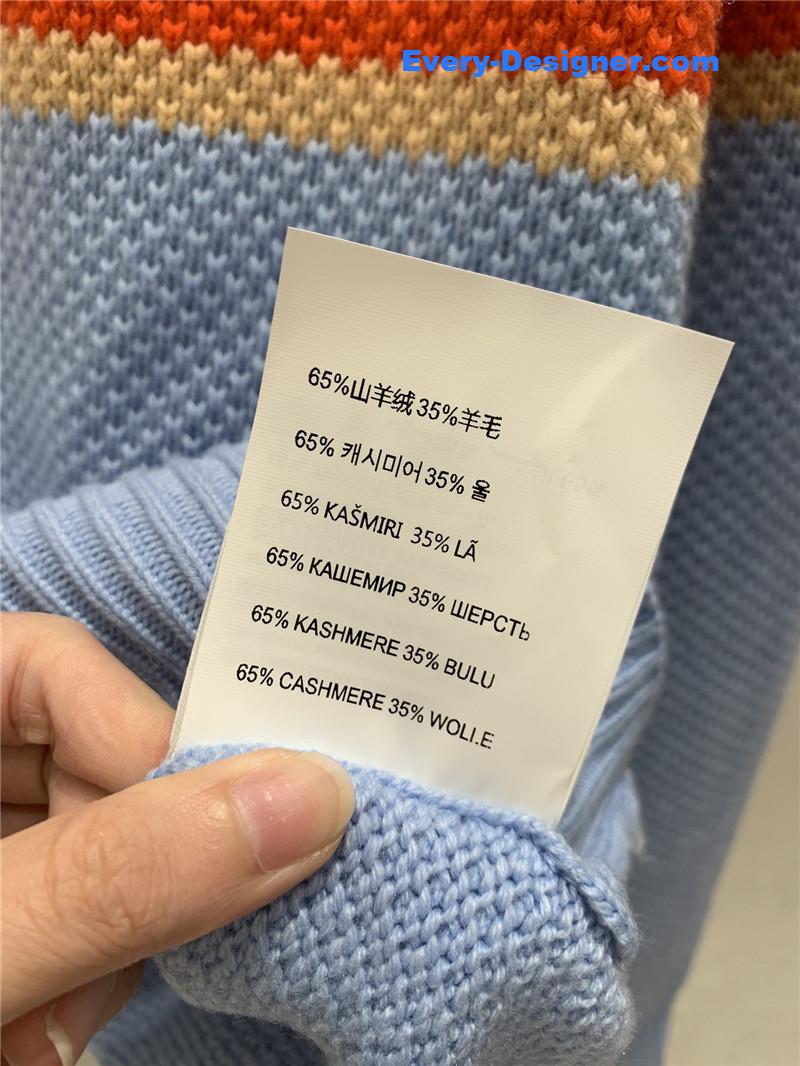 Miu Miu Logo Contrast Knit Sweater in Blue