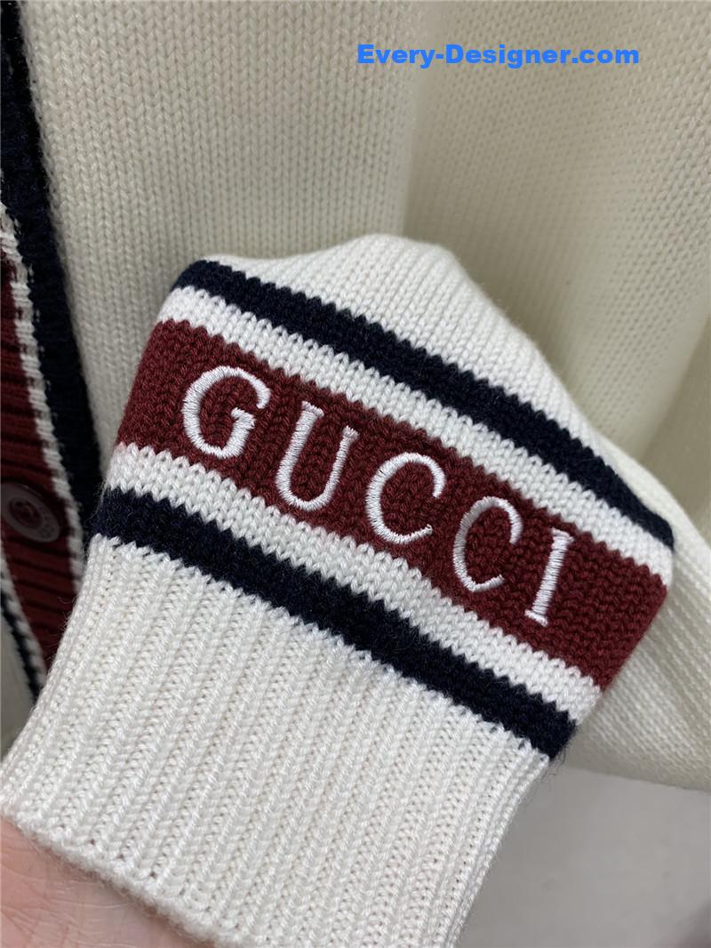 Gvc*1 intarsia wool knitted cardigan in white