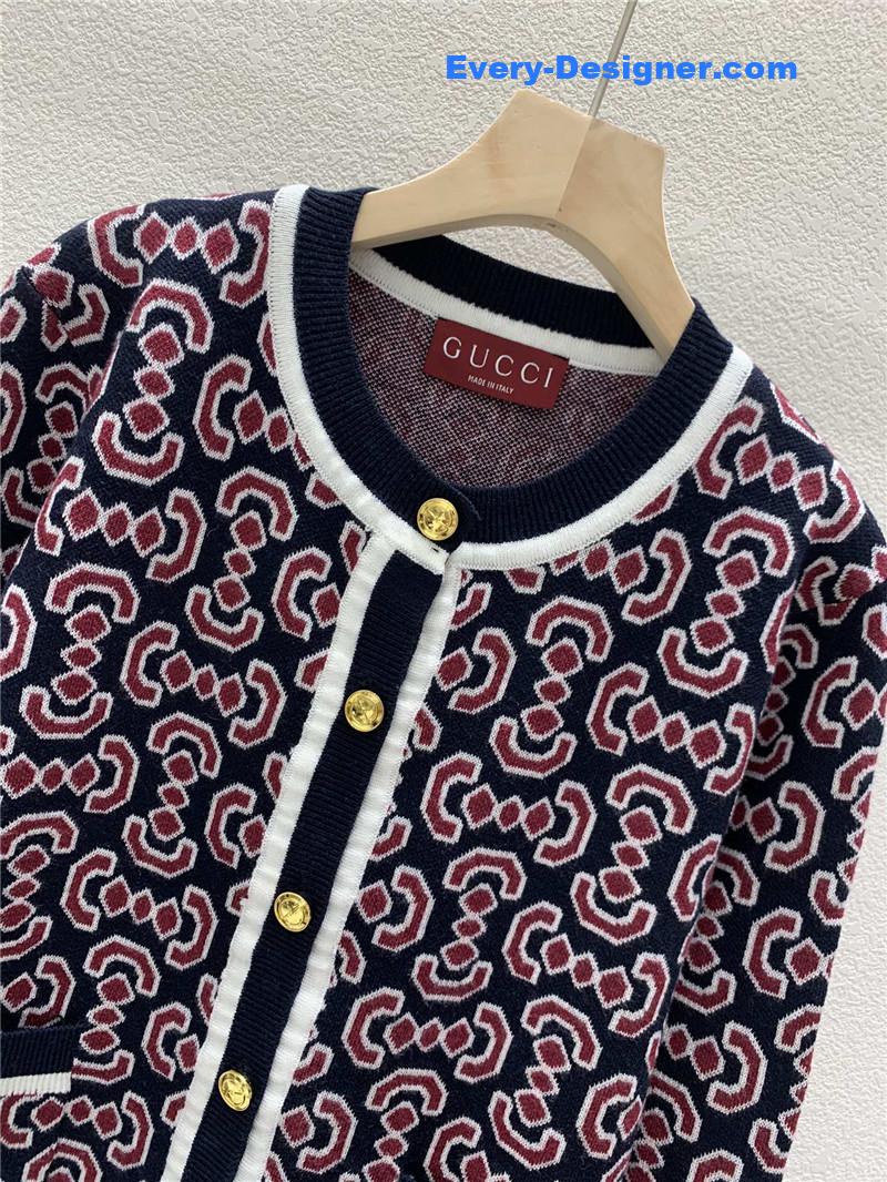 Gvc*1 contrast jacquard cardigan black