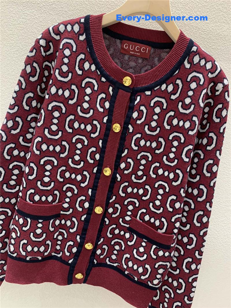Gvc*1 retro jacquard cardigan red