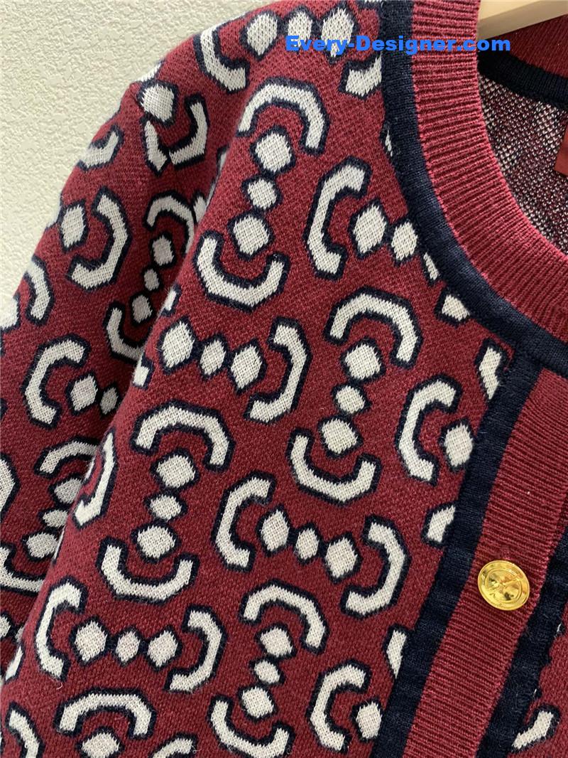 Gvc*1 retro jacquard cardigan red