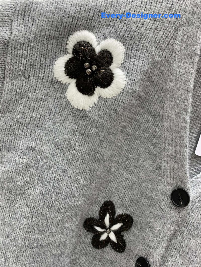 Va1e*ntin0 floral embellished cardigan in grey