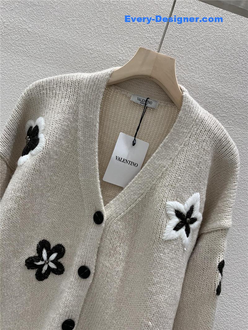 Va1e*ntin0 floral embellished cardigan in beige