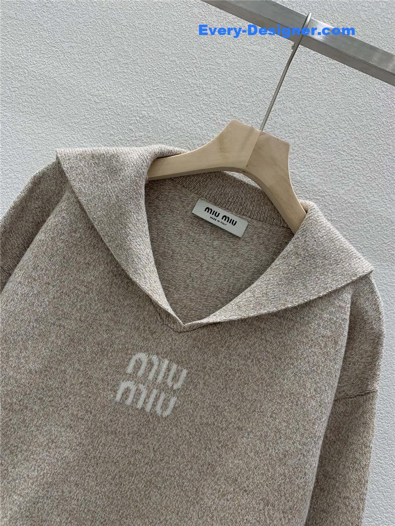 Miu Miu Sailor Collar Sweater Beige