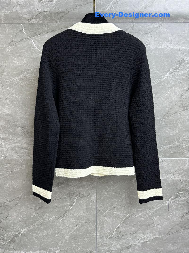 Chanel Contrast Trim Cardigan Black