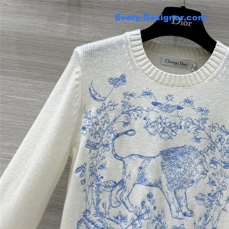 D10r jungle embroidered sweater white