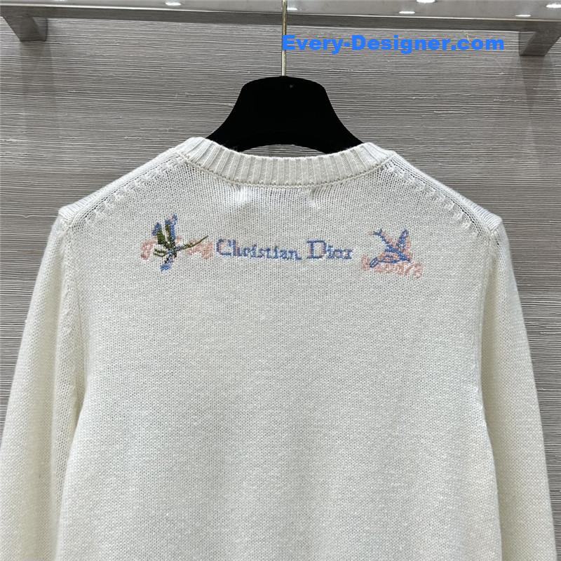 D10r jungle embroidered sweater white