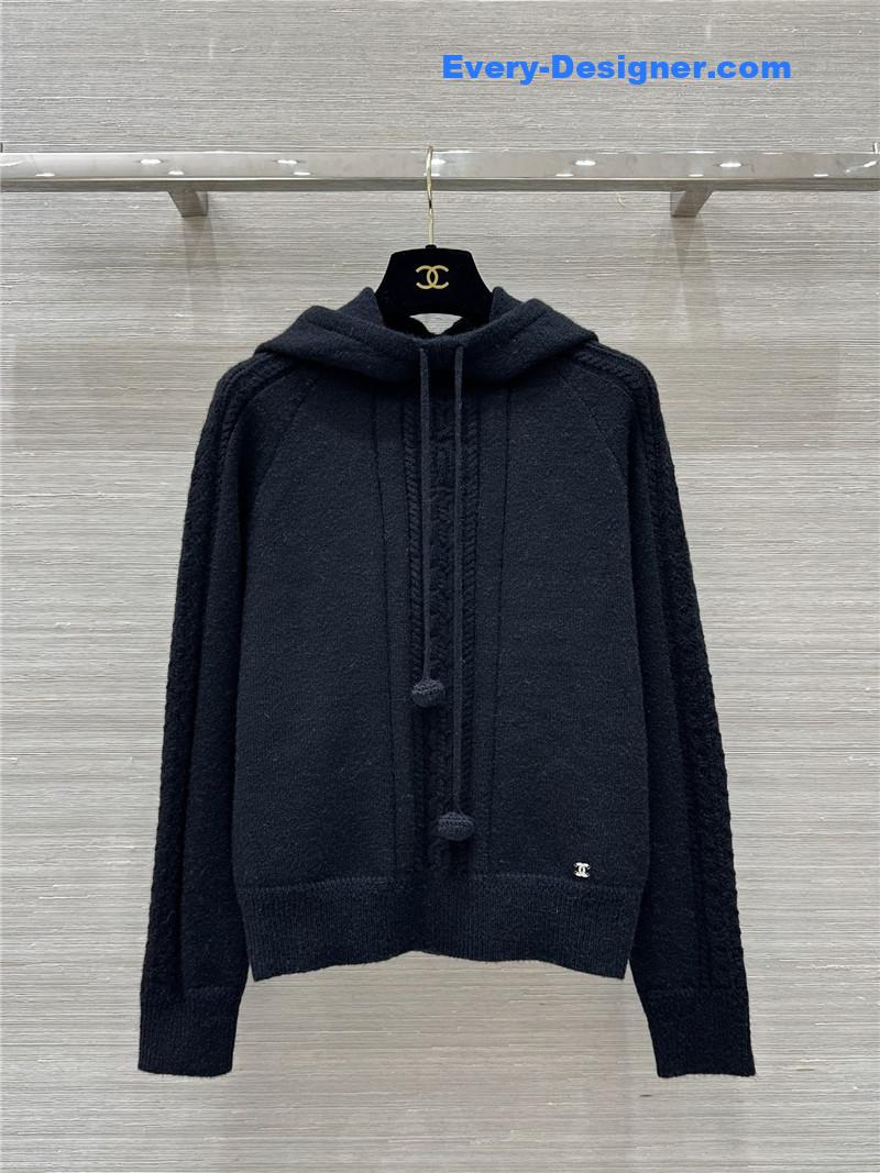 Chanel Hooded Knitted Sweater Navy