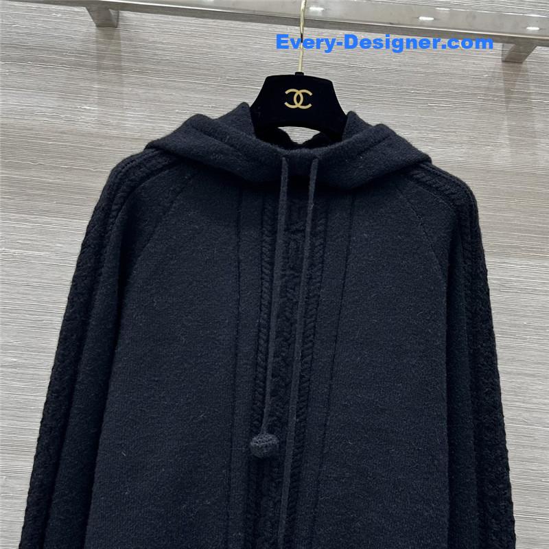 Chanel Hooded Knitted Sweater Navy