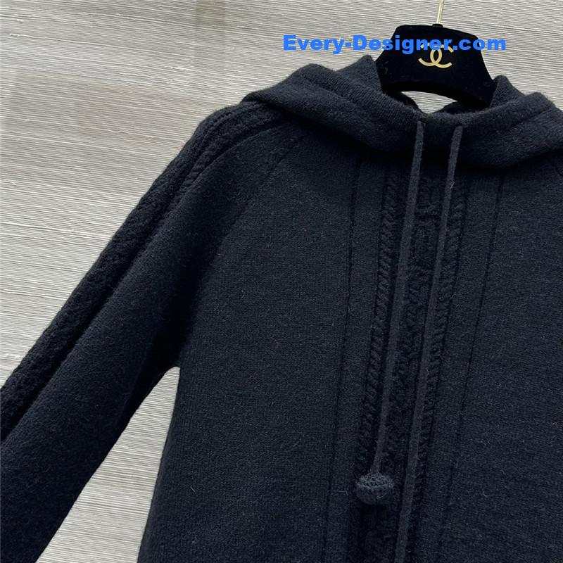 Chanel Hooded Knitted Sweater Navy