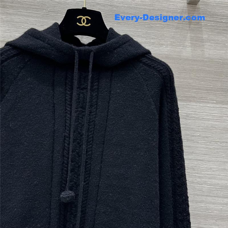 Chanel Hooded Knitted Sweater Navy