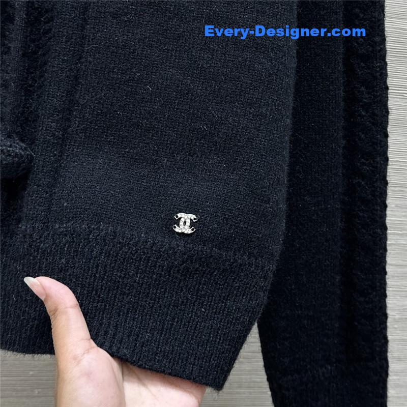 Chanel Hooded Knitted Sweater Navy