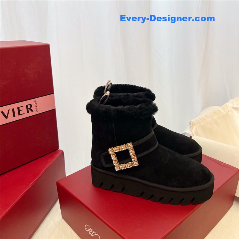 Roger Vivier Black Winter Suede Ankle Boots