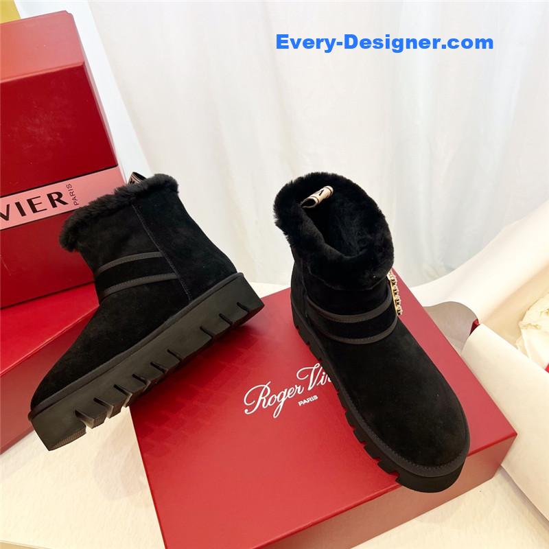 Roger Vivier Black Winter Suede Ankle Boots