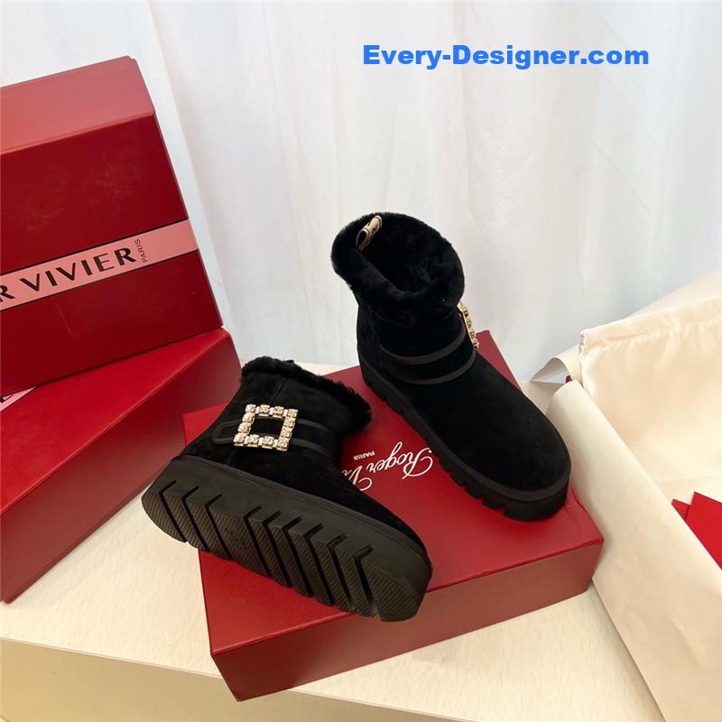 Roger Vivier Black Winter Suede Ankle Boots