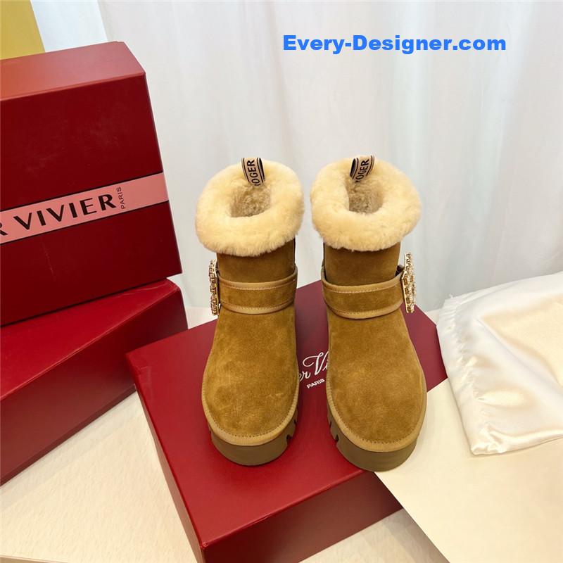 Roger Vivier Viv’ Brown Winter Suede Ankle Boots