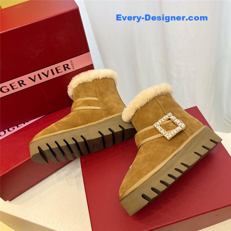 Roger Vivier Viv’ Brown Winter Suede Ankle Boots