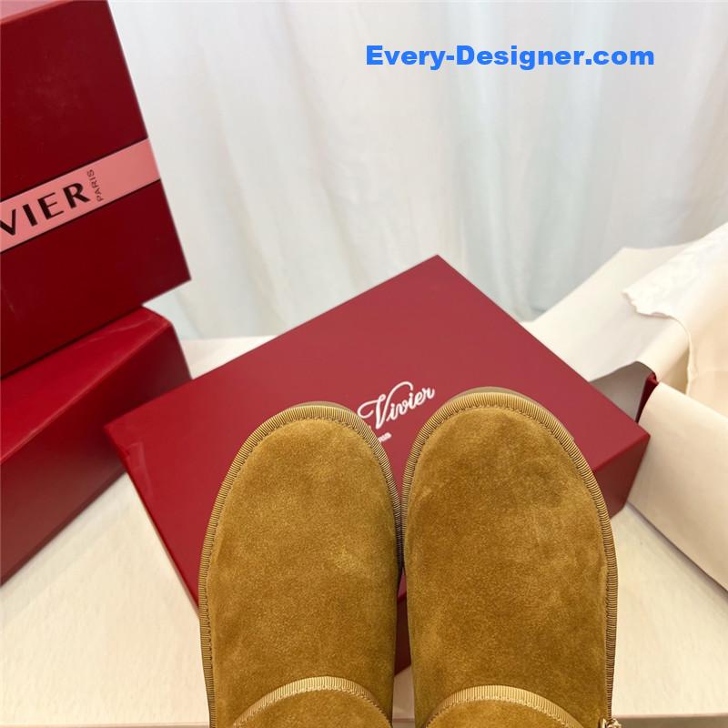 Roger Vivier Viv’ Brown Winter Suede Ankle Boots